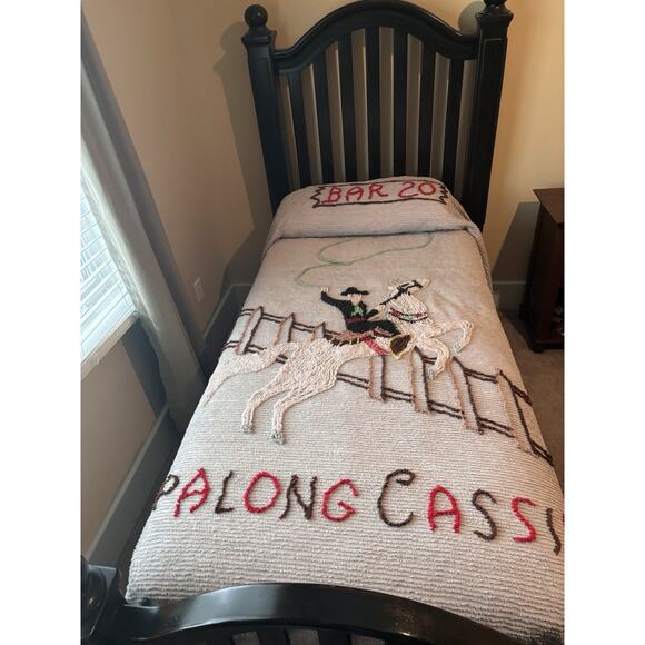 Vintage Hopalong Cassidy Chenille Bedspread “Hoppy” and Horse “Topper” - Picture 1 of 14